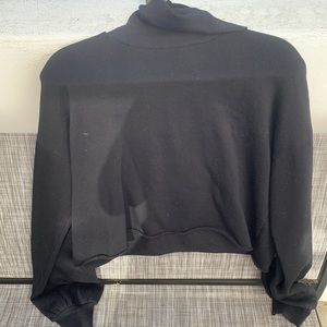 Black Cropped Turtle Neck Long Sleeve